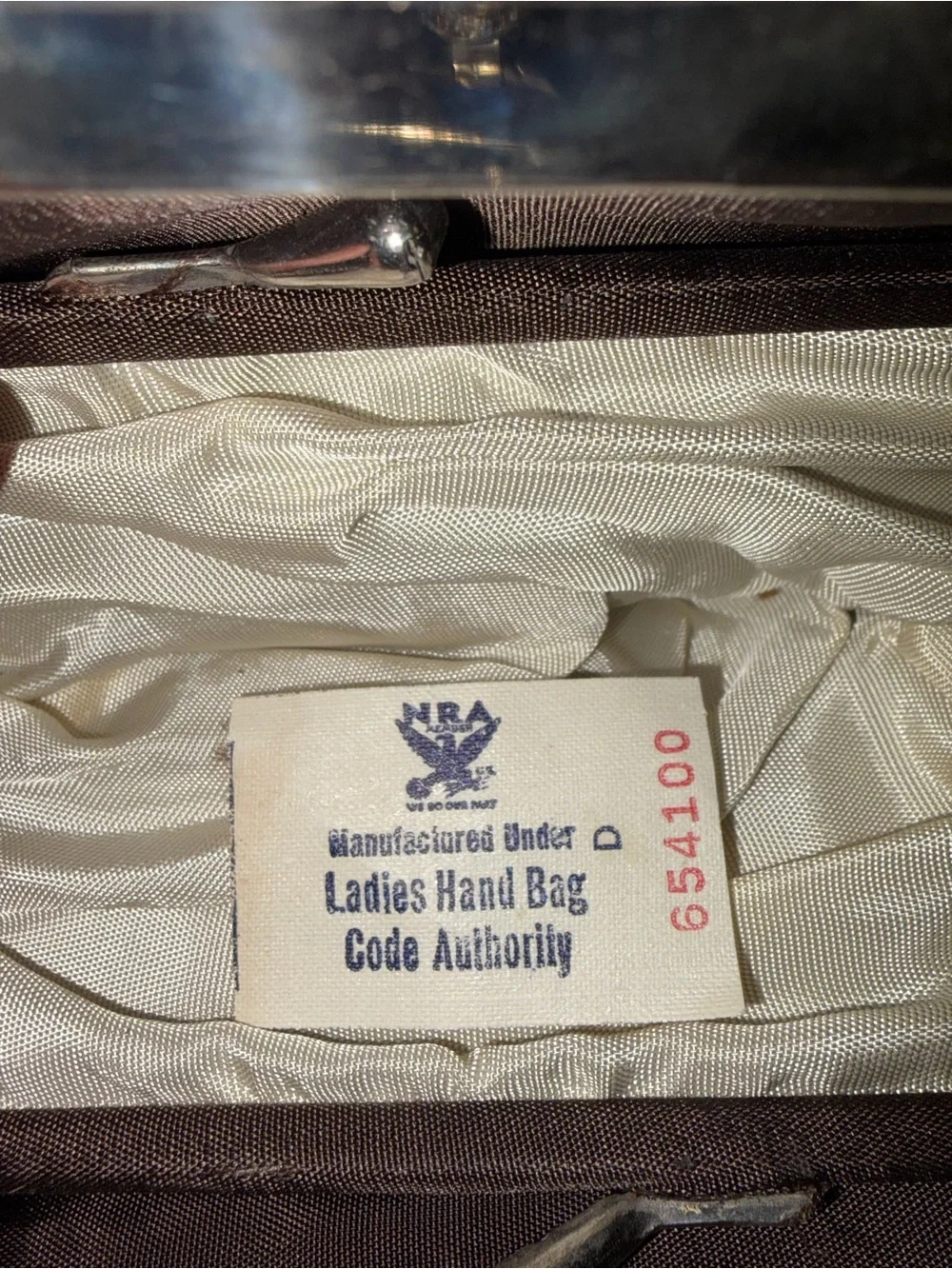 Vintage Brown French Antelope Handbag with Silver/Leaf Accent